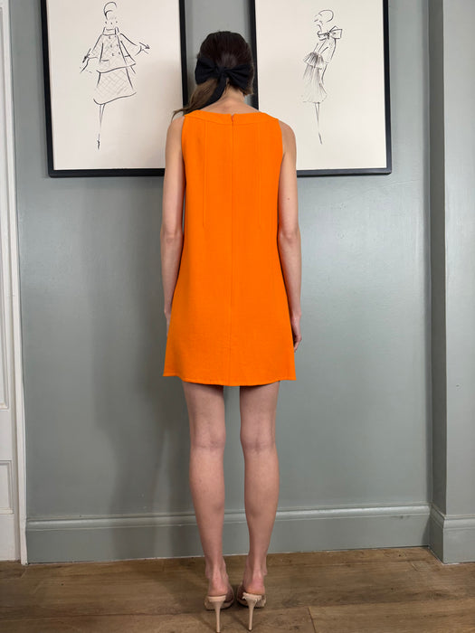 Oscar de la Renta, orange beaded dress