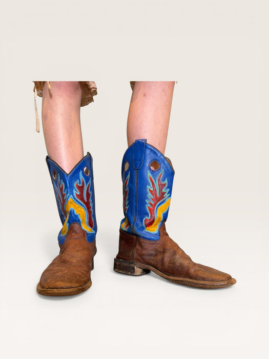 Waco, original 70s leather hand painted stitched cowboy boots