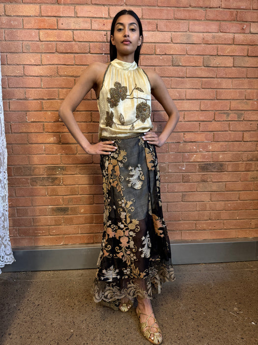 Tilly, reworked 20s beaded and voile print dress