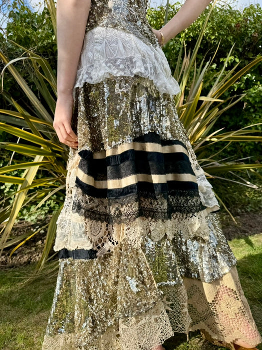 Madeus, reworked 20s sequins and lce tiered dress
