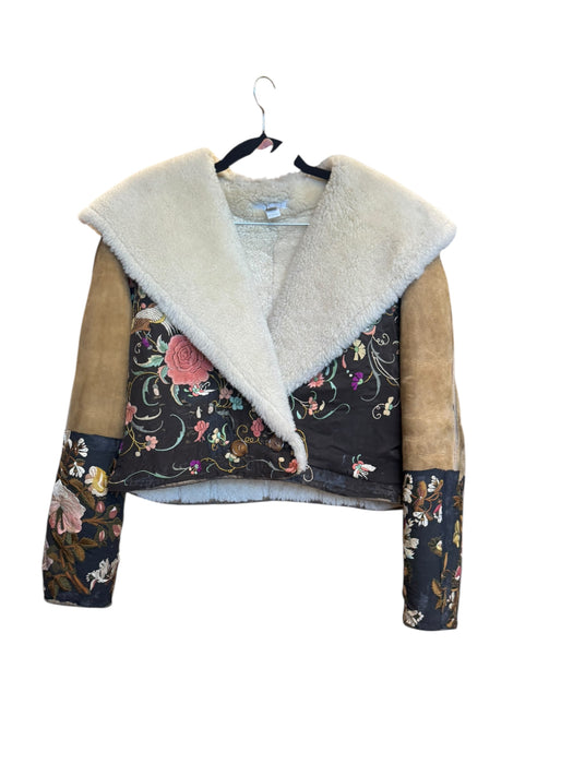 Paula, 80s sheepskin double breasted embroidered jacket