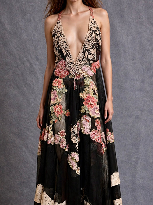 Amber, reworked 1940s French floral embroidered lace dress