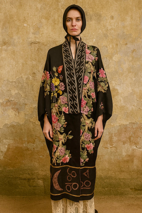 Morgane, 40s Mystical reworked silk embroidered kimono
