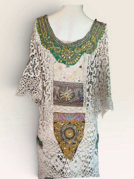 Salita, reworked 1930s French tea-dyed embroidered and beaded dress