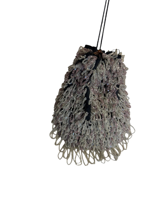 Lola, 20s silver beaded drawstring handbag