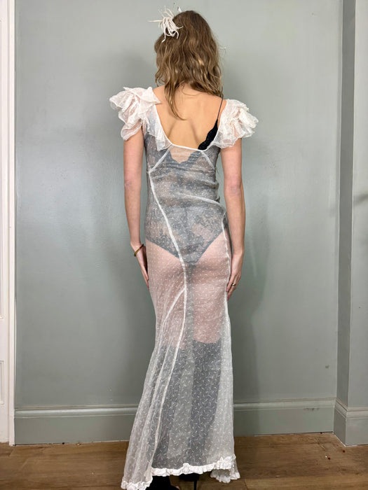 Sasha, 30s organza micro floral bias cut dress