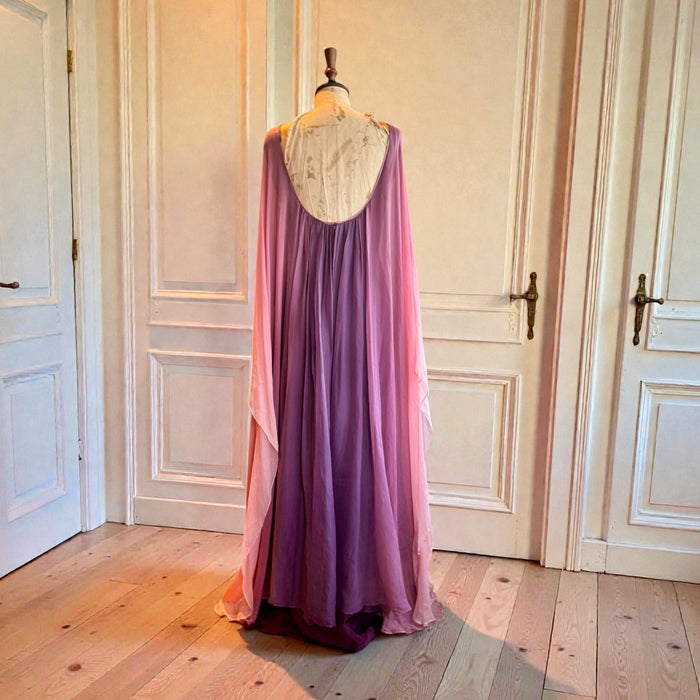 Yuki, for Rembrandt, 70s chiffon ombré antique pink dress