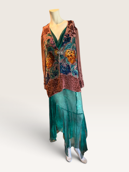 Oriana, 1930s silk devoré floral jacket