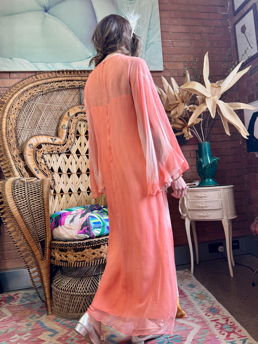 Vale, 70s angel sleeve chiffon dress