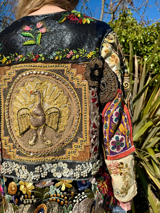 Didier, reversible 60s zip up coat with patchwork design
