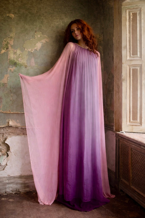 Yuki, for Rembrandt, 70s chiffon ombré antique pink dress