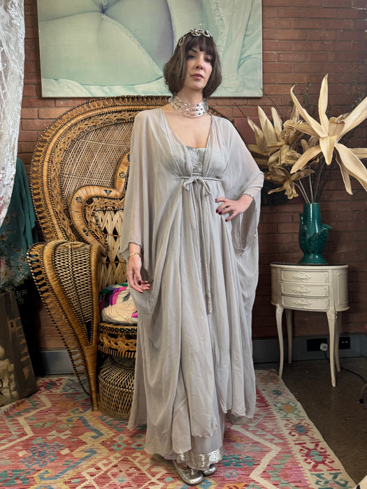 Pilar, 70s chiffon and beaded Goddess dress