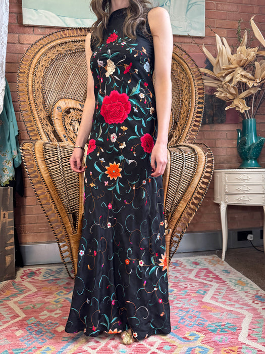 Kirsty, 40s floral silk scarf dress