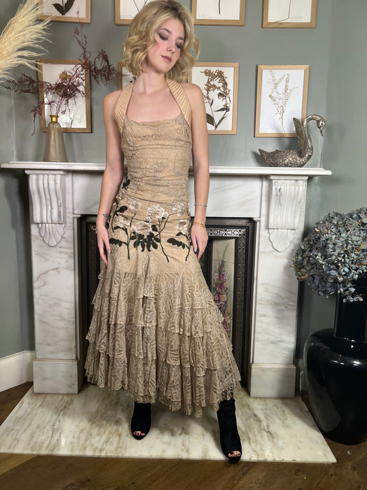 Magda, 30s nude embroidered lace dress
