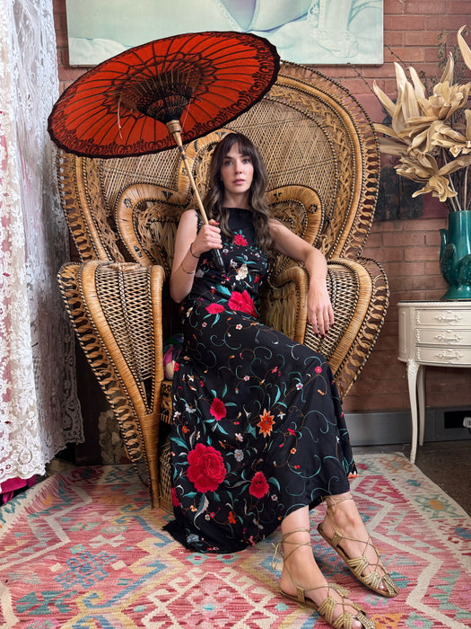 Kirsty, 40s floral silk scarf dress