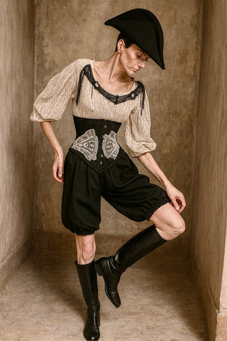 Astor, reworked Victorian corseted beaded blouse