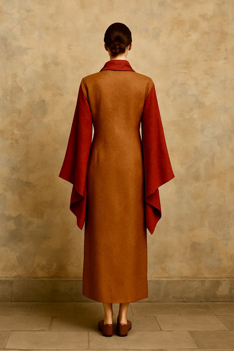 Sabrina, 30s silk brocade coat with long kimono style sleeves