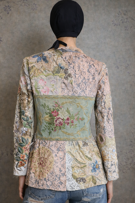 Frankly, antique patchwork of needlepoint, lace and beaded embroideries