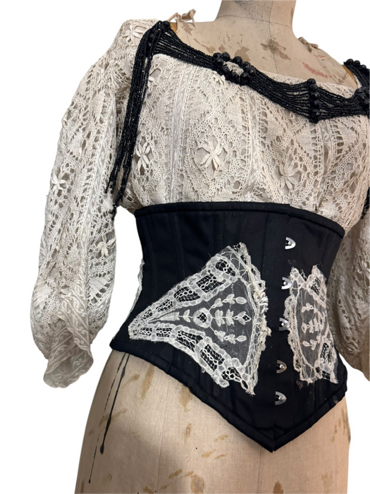 Astor, reworked Victorian corseted beaded blouse