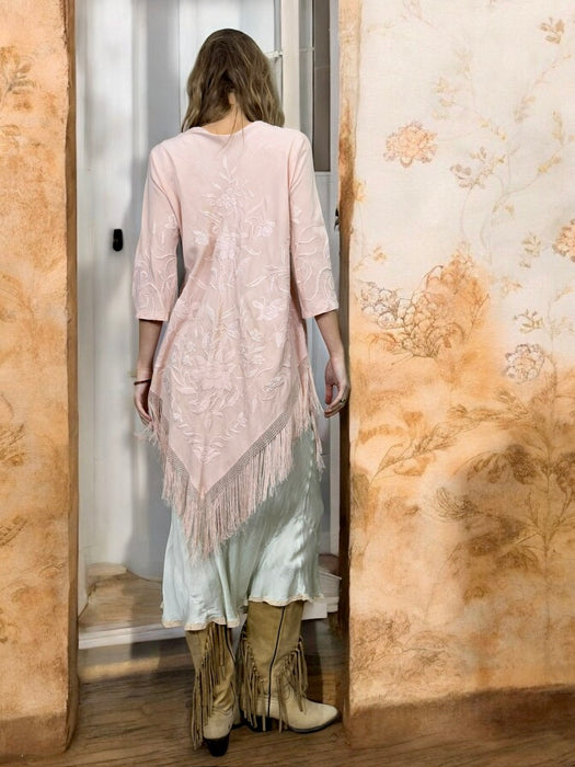Tilda, light pink 40s embroideed fringed jacket