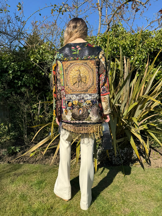 Didier, reversible 60s zip up coat with patchwork design
