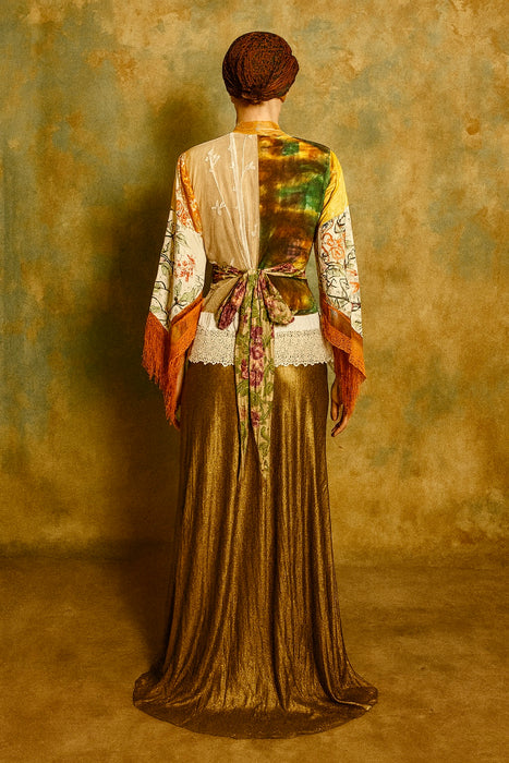 Mandy, reworked patchwork vintage blouse with angel sleeves
