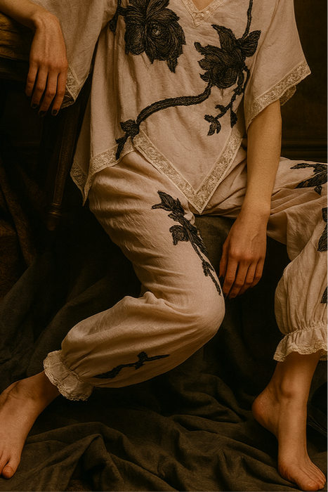 Shona, 30s silk and lace lounge set