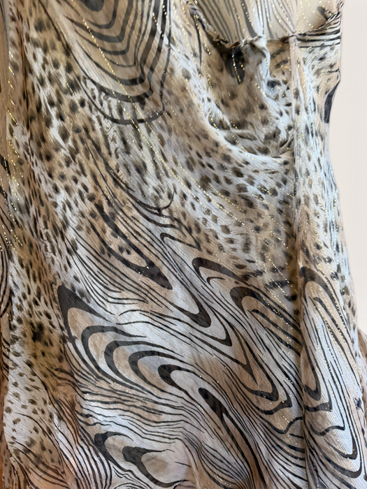 Ranah, 90s bias cut animal print asymmetric chiffon dress