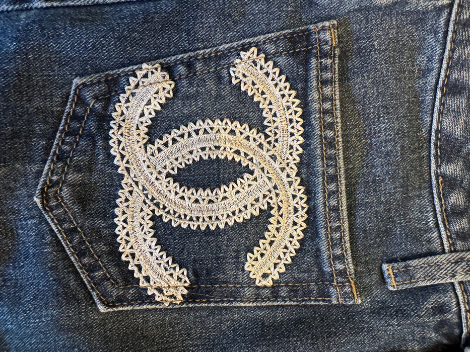 Chanel, Y2K monogrammed embroidered Barrell jeans