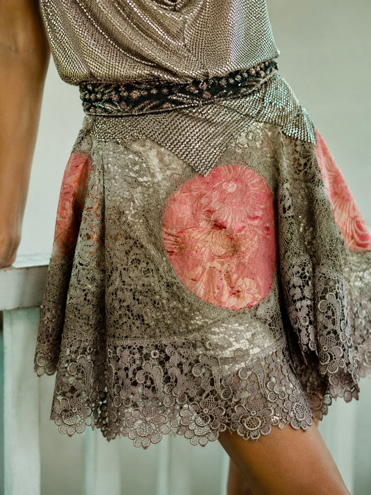 Troy, 30s Assuit reworked Assuit top and Edwardian metallic lace skirt
