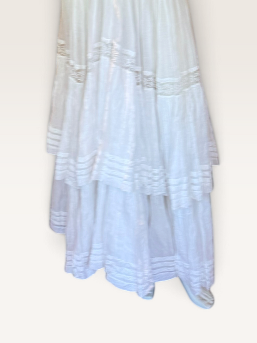 Natalia, reworked Victorian tiered skirt and Afghan beaded dress