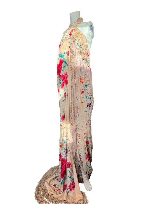 Allia, reworked 40s floral embroidered piano shawl dress