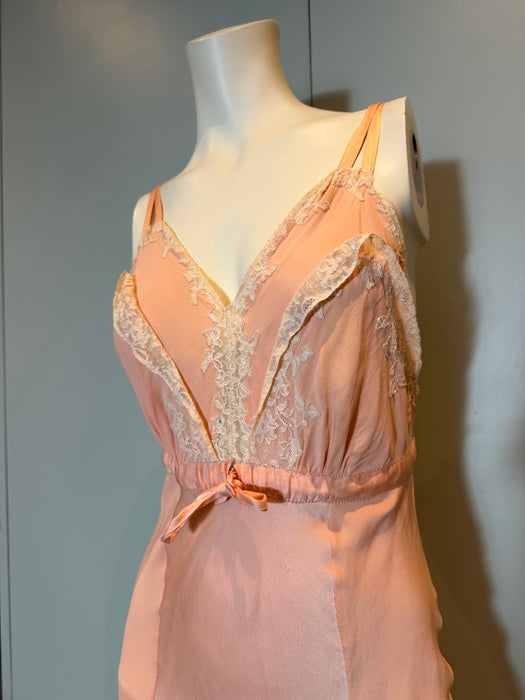 Didi, 30s pink silk and lace bias cut dress