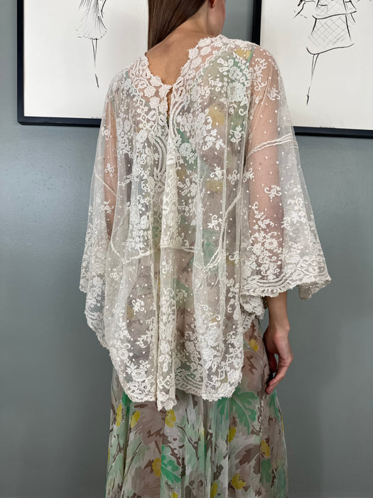 Yoni, hand made 30s cream lace cover up
