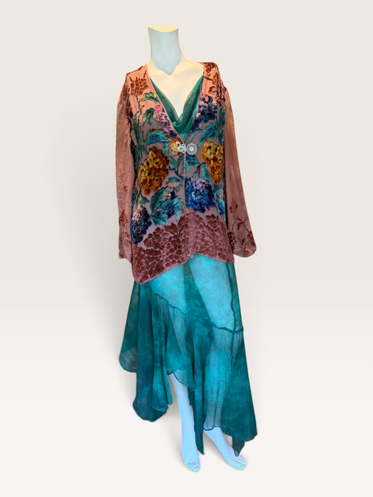 Oriana, 1930s silk devoré floral jacket