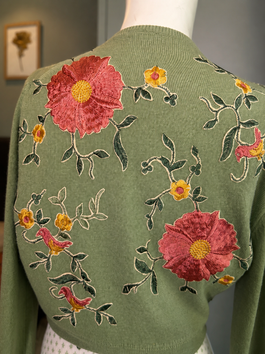 Helen Bond, 1950s cashmere floral cardigan