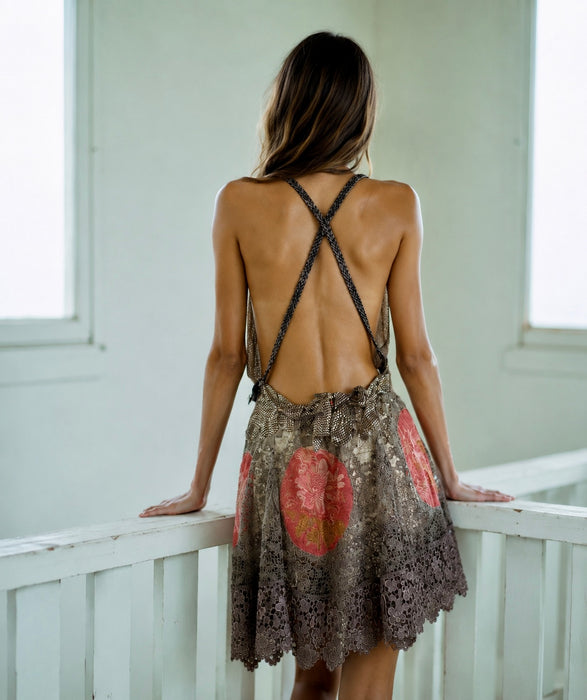 Troy, 30s Assuit reworked Assuit top and Edwardian metallic lace skirt