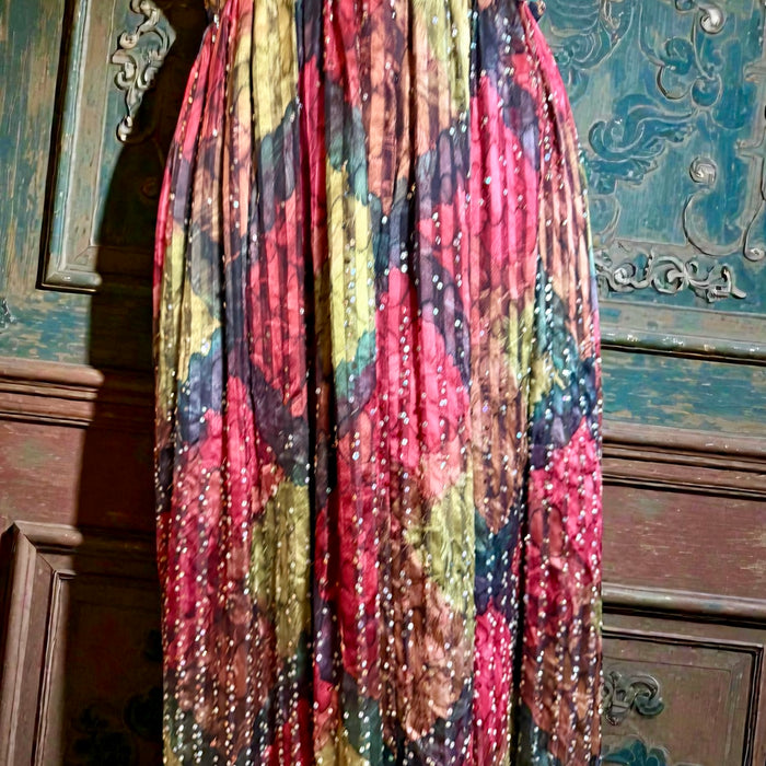 Ophelia, reworked sequins silk and patchwork dress