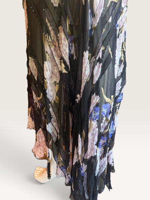 Taylor, 90s beaded bias cut floral print asymmetric dress