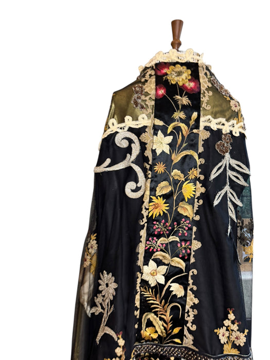 Anchor, reworked Antique French net and lace patchwork cape