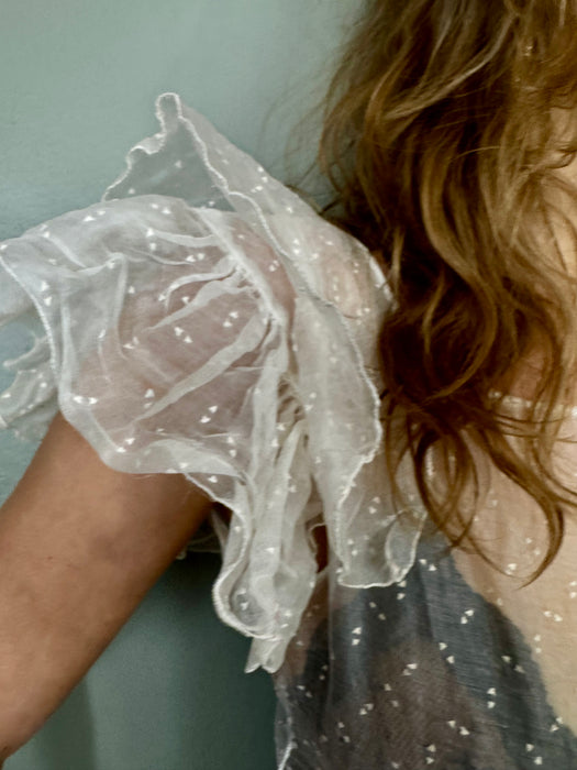 Sasha, 30s organza micro floral bias cut dress