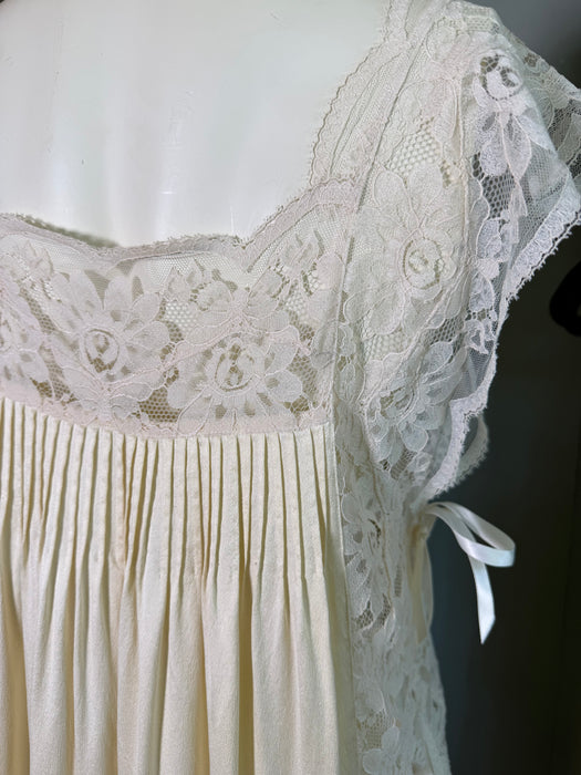 Beatrice, 1930s cream silk and lace side tie dress