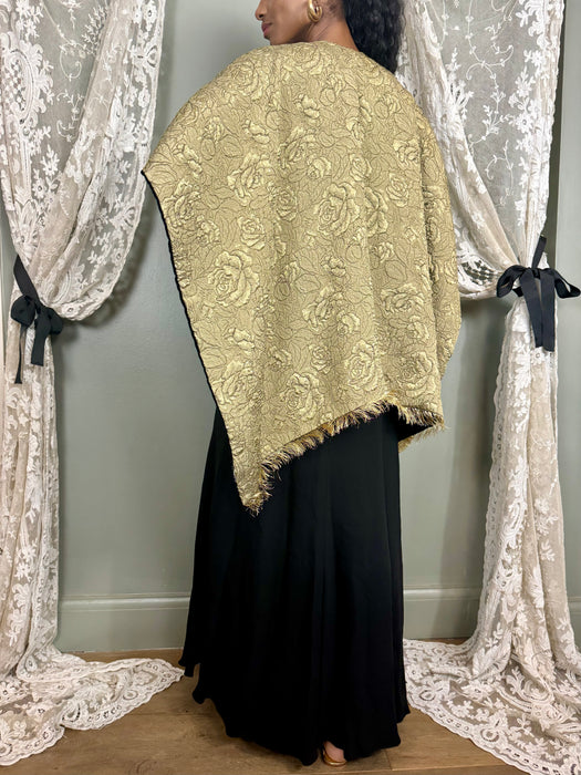 Shirley, riversible gold brocade and black velvet cape