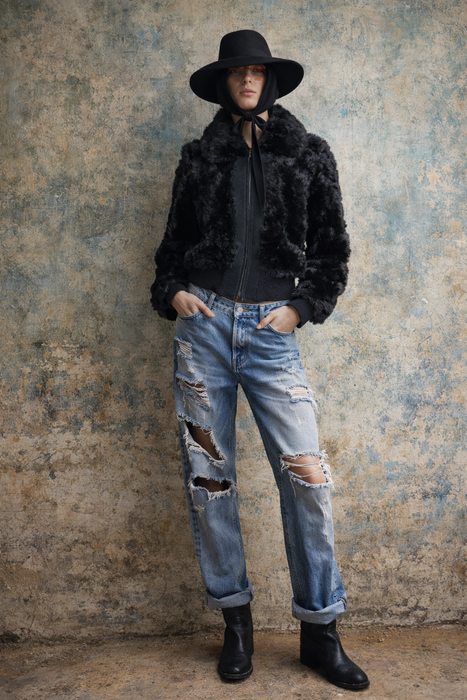 Prose, 70s suede and fur zip jacket