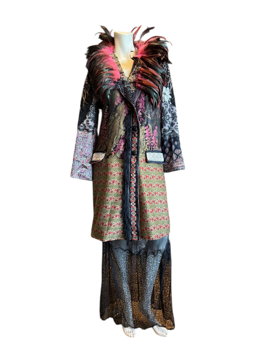 Hattie, reworked 80s patchworked double breasted feather coat