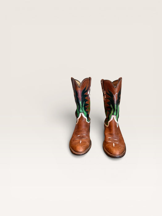 Houston, 70s brown hand painted leather boots