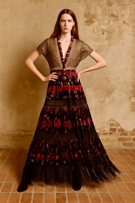 Melo, reworked 20s Assuit, velevet and fringed dress