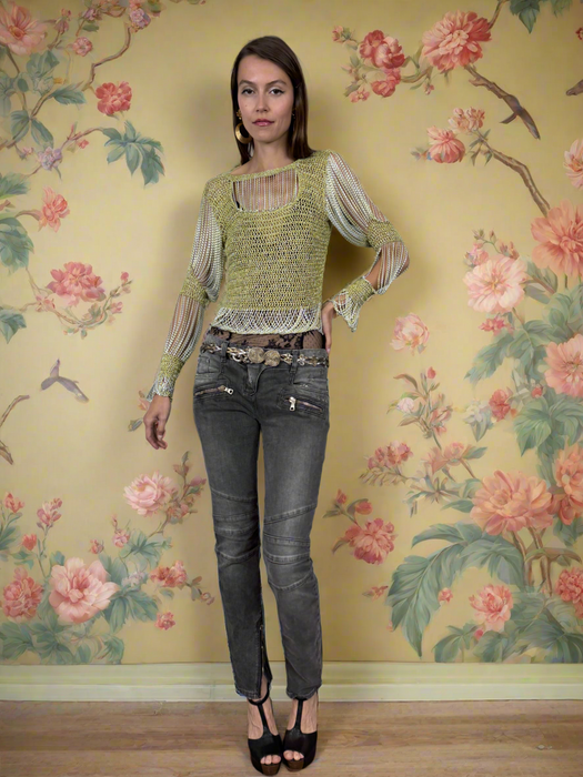 Loris Azzaro, 70s knit and chain long sleeve top