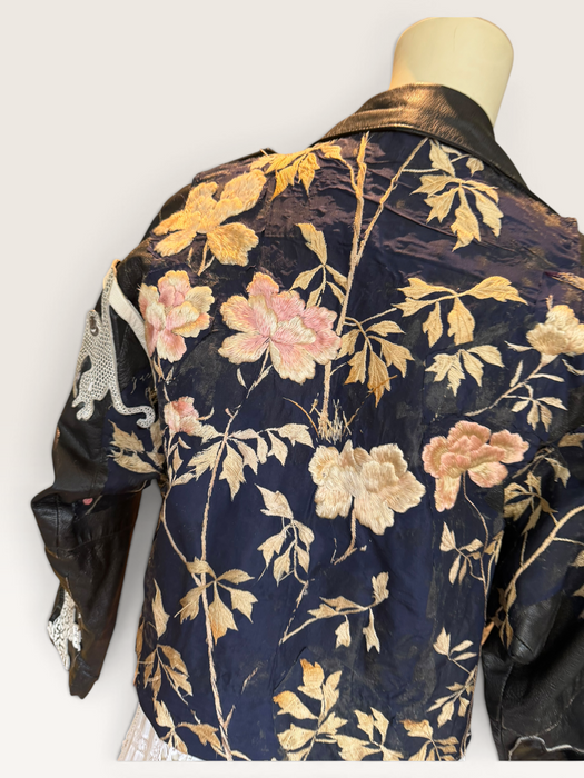 Omega, reworked 70s embroidered biker jacket