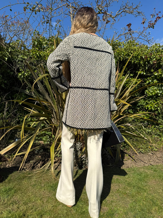 Didier, reversible 60s zip up coat with patchwork design